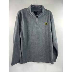 John Deere Pullover Fleece Men's Sz M Green Logo‎ 1/4 Zip Mock